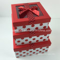 Custom DOT impreso cinta decorada caja de regalo de papel con ventana transparente